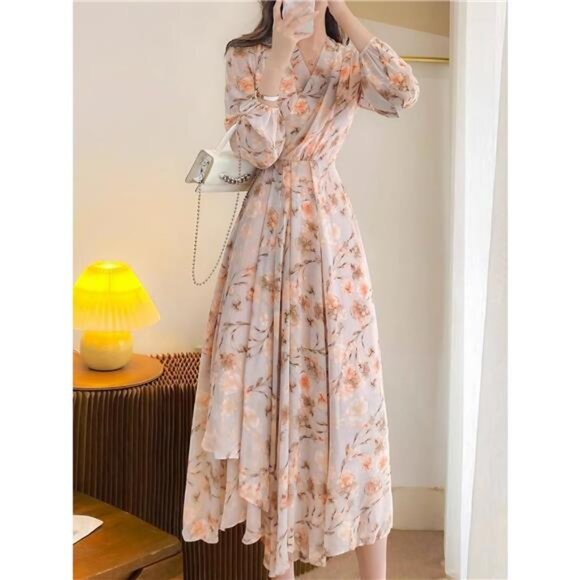 Floral Print Long Sleeve Midi Dress - Picture 5 of 6